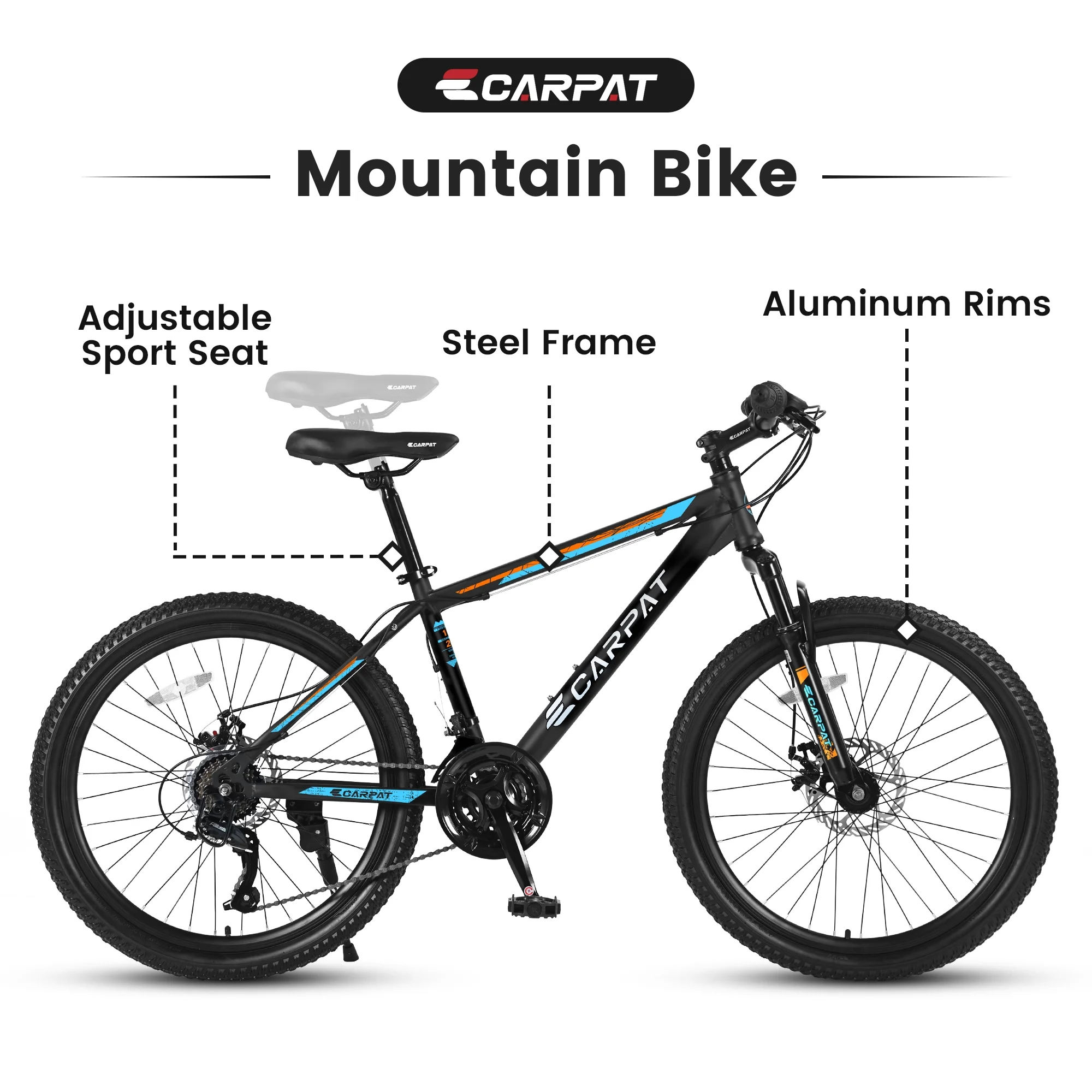 26 inch Mountain Bike for Men, Adult Mens Bike with 21 Speed & Disc Brakes - Image 4