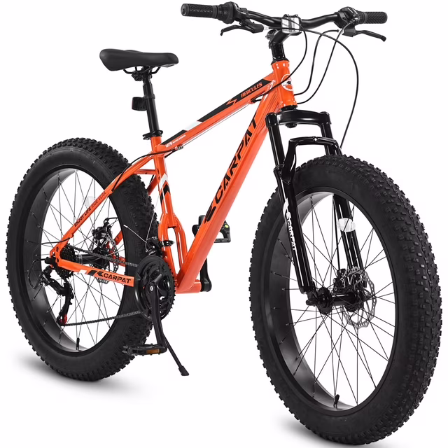 26" Fat Tire Bike for Adults, 21 Speed,High Carbon Steel Frame,Orange - Image 4