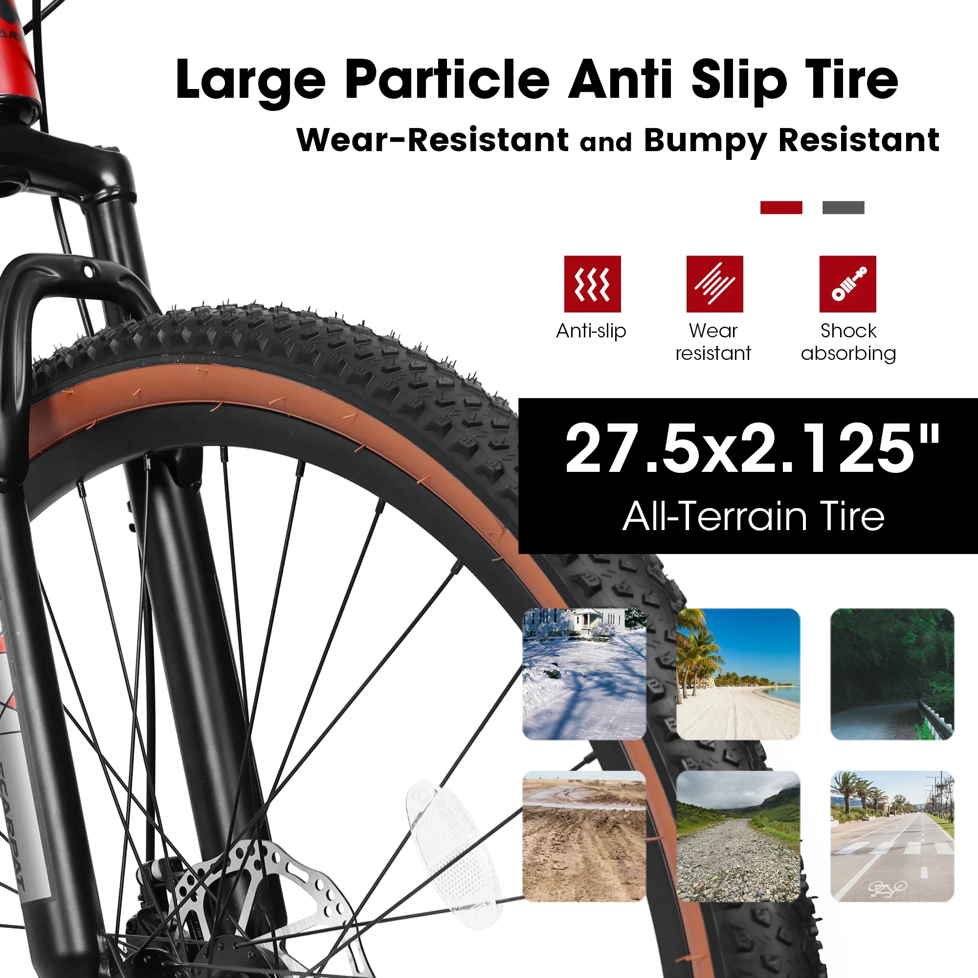 Mountain Bike 27.5 Inch Wheels, 21-Speed Mens Womens Trail Commuter City Mountain Bike, Aluminium Frame Disc Brakes Thumb Shifter Front Fork Bicycles - Image 2